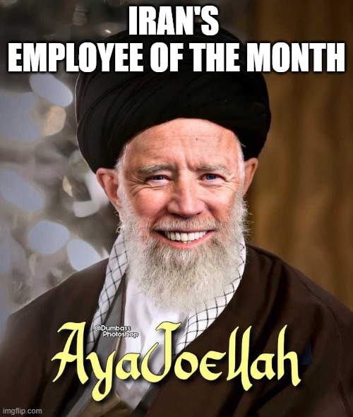 Iranian | IRAN'S 
EMPLOYEE OF THE MONTH | image tagged in iranian | made w/ Imgflip meme maker