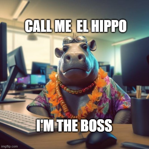 Funny meme | CALL ME  EL HIPPO; I'M THE BOSS | image tagged in funny,funny memes | made w/ Imgflip meme maker