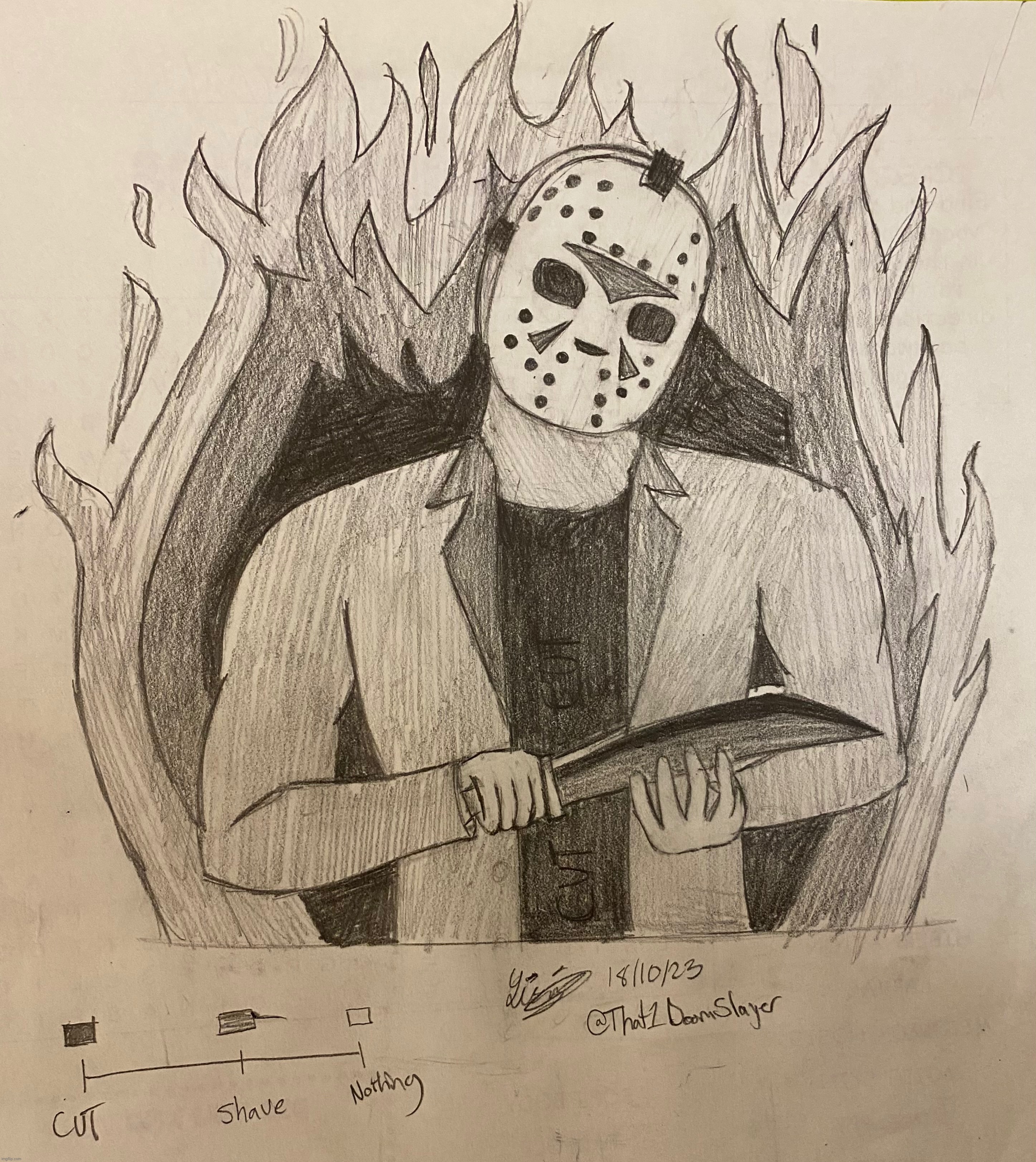 My pumpkin carving idea this year, ima flesh it out on ibis before i carve | image tagged in drawing,jason voorhees,pumpkin,yippie | made w/ Imgflip meme maker