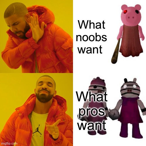 Drake Hotline Bling | What noobs want; What pros want | image tagged in memes,drake hotline bling | made w/ Imgflip meme maker