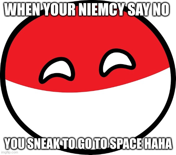 Poland can into space | WHEN YOUR NIEMCY SAY NO; YOU SNEAK TO GO TO SPACE HAHA | image tagged in polandball | made w/ Imgflip meme maker
