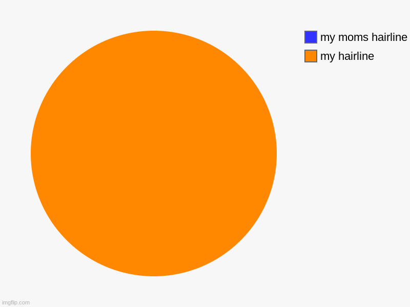 my hairline, my moms hairline | image tagged in charts,pie charts | made w/ Imgflip chart maker