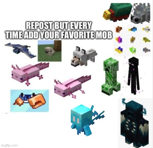 i added allay | image tagged in repost this | made w/ Imgflip meme maker