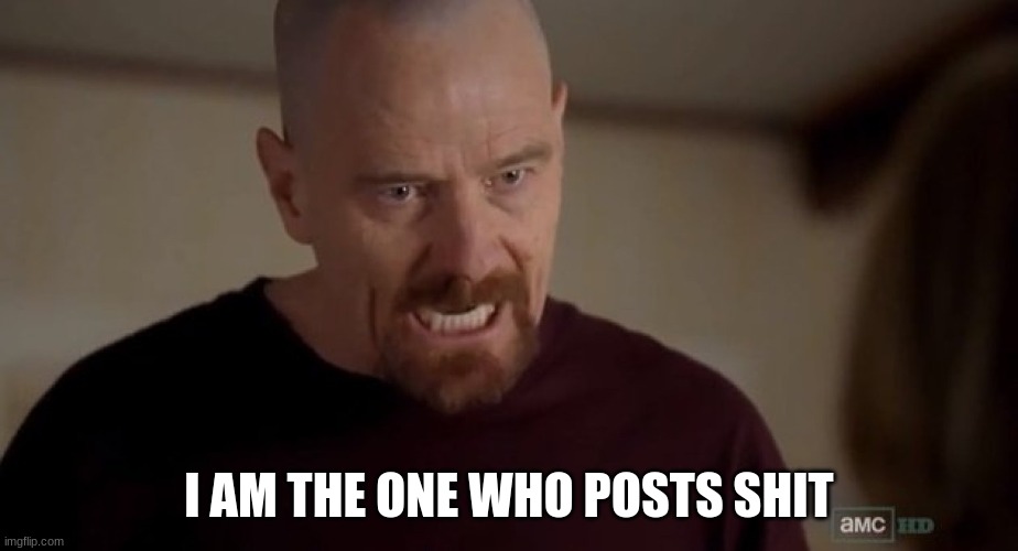 I am the one who knocks | I AM THE ONE WHO POSTS SHIT | image tagged in i am the one who knocks | made w/ Imgflip meme maker