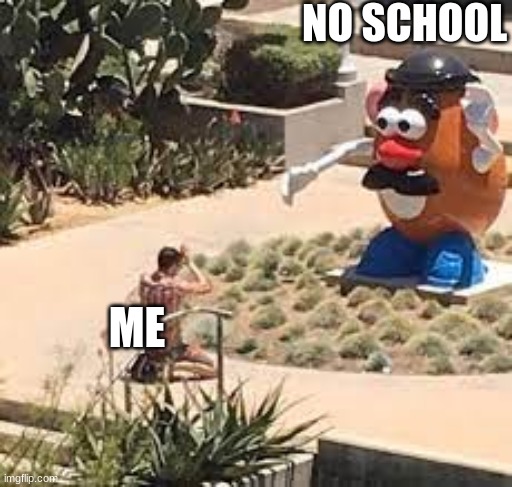 NO SCHOOL; ME | image tagged in funny memes | made w/ Imgflip meme maker