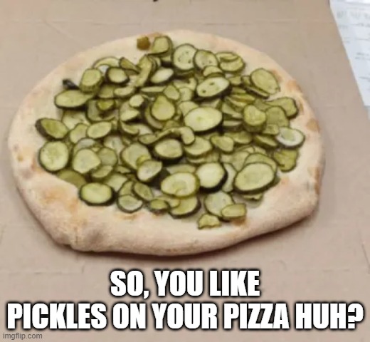 And People Say Pineapple is Bad | SO, YOU LIKE PICKLES ON YOUR PIZZA HUH? | image tagged in food | made w/ Imgflip meme maker