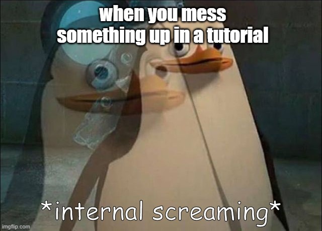 tutorial moment | when you mess something up in a tutorial | image tagged in private internal screaming | made w/ Imgflip meme maker