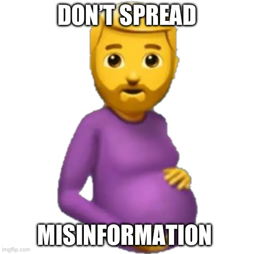 Liberals be like | DON’T SPREAD; MISINFORMATION | image tagged in pregnant man | made w/ Imgflip meme maker
