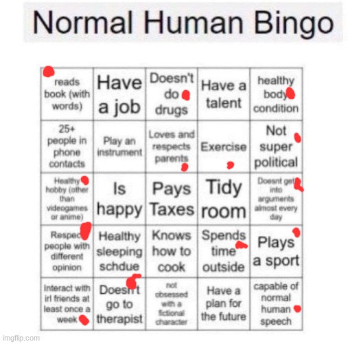I....Human? | image tagged in normal human bingo | made w/ Imgflip meme maker