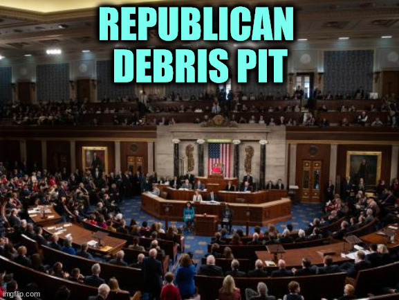 Just when you think Congress can't go any lower. | REPUBLICAN 
DEBRIS PIT | image tagged in house of representatives,republicans,congress,the farce awakens,garbage,incompetence | made w/ Imgflip meme maker