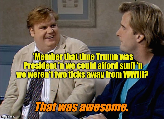 Eff Jay Bee | 'Member that time Trump was President 'n we could afford stuff 'n we weren't two ticks away from WWIII? That was awesome. | image tagged in remember that time | made w/ Imgflip meme maker