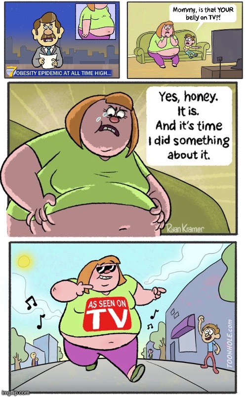 Obesity | image tagged in fat belly,yes honey,i have to do something,as seen on tv,comics | made w/ Imgflip meme maker
