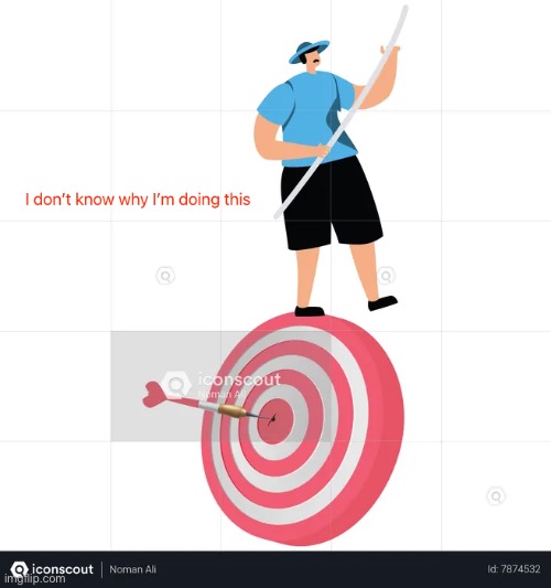 A bad idea | image tagged in dumb,man,text,target,arrow,balance | made w/ Imgflip meme maker