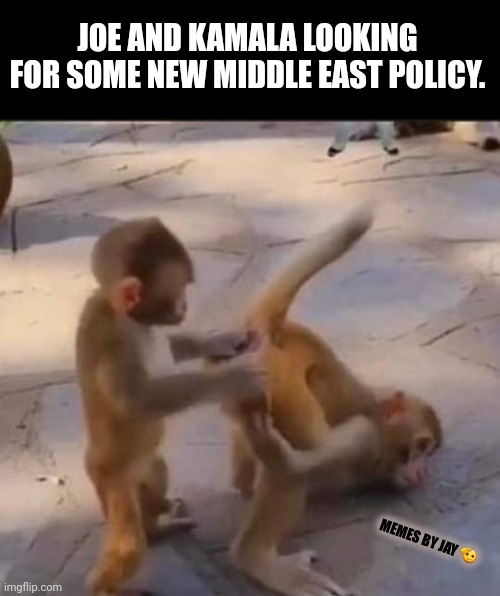 Hahaha ? | JOE AND KAMALA LOOKING FOR SOME NEW MIDDLE EAST POLICY. MEMES BY JAY 🫡 | image tagged in joe biden,kamala harris | made w/ Imgflip meme maker