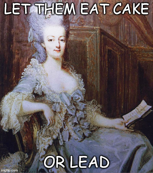 Let them eat cake | LET THEM EAT CAKE; OR LEAD | image tagged in let them eat cake | made w/ Imgflip meme maker