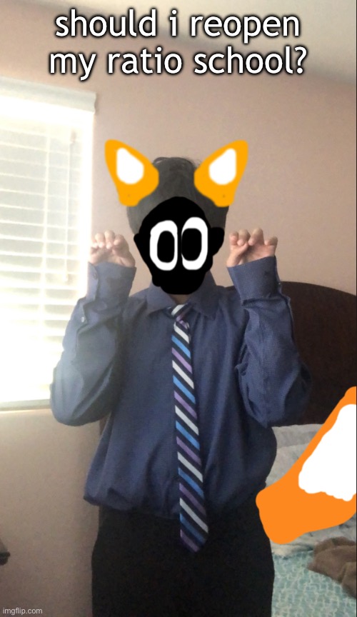 delted but he's a furry | should i reopen my ratio school? | image tagged in delted but he's a furry | made w/ Imgflip meme maker
