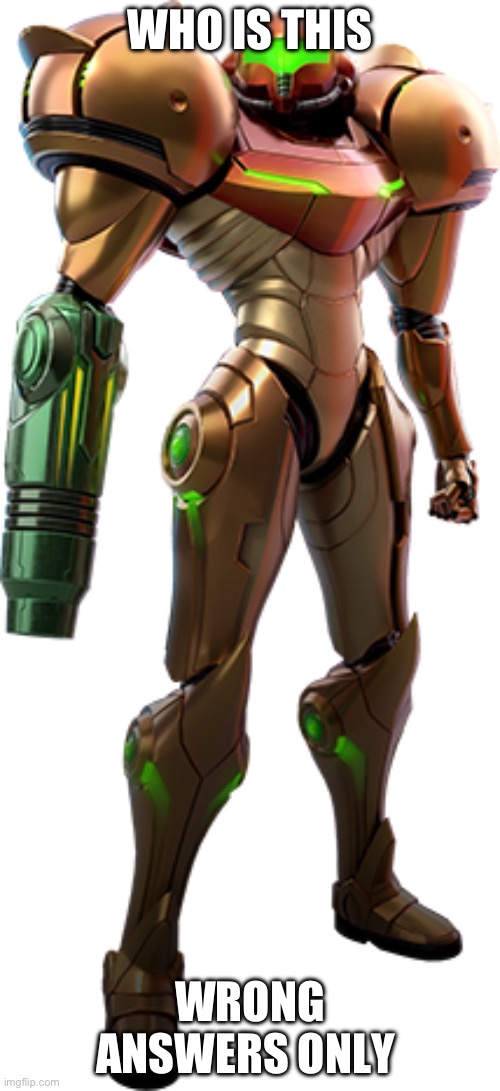 Samus Aran | WHO IS THIS; WRONG ANSWERS ONLY | image tagged in samus aran | made w/ Imgflip meme maker