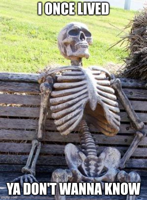 Waiting Skeleton | I ONCE LIVED; YA DON'T WANNA KNOW | image tagged in memes,waiting skeleton | made w/ Imgflip meme maker