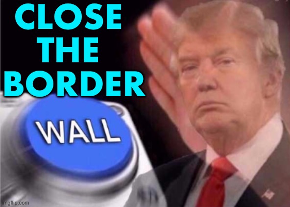 Close the Border | CLOSE 
THE 
BORDER | image tagged in trump wall button,donald trump,trump,border wall,secure the border,illegal immigration | made w/ Imgflip meme maker