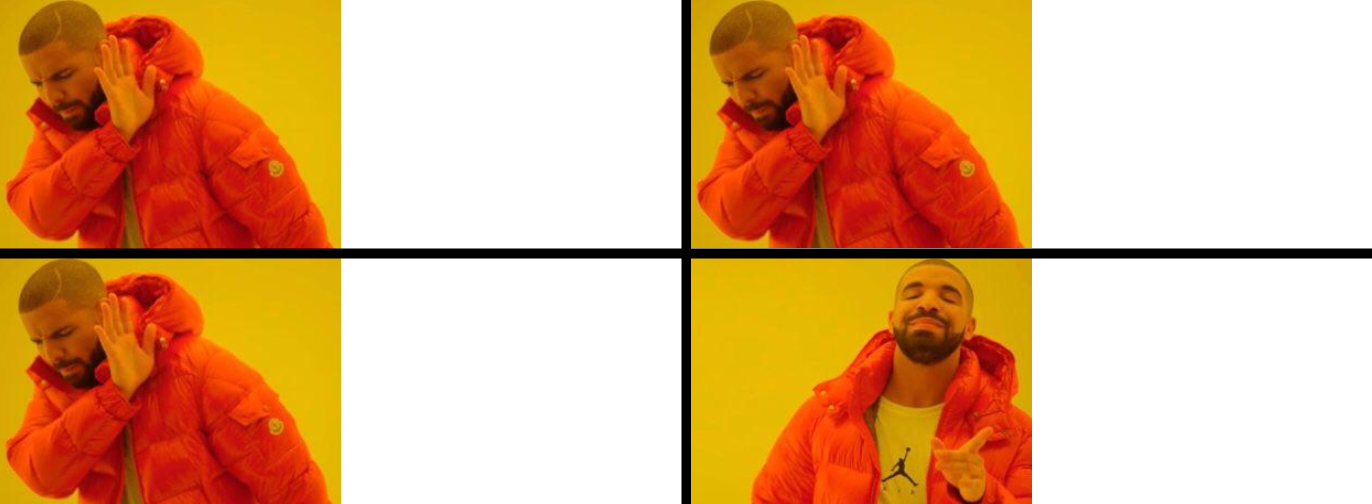High Quality Drake Meme with 4 Panels Blank Meme Template