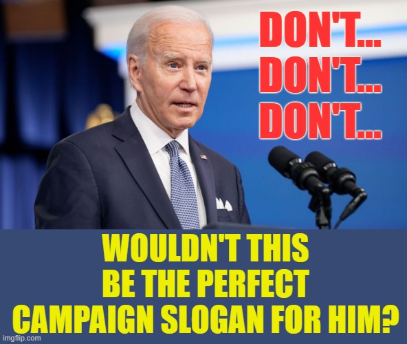 But He Says It So Well | DON'T... DON'T... DON'T... WOULDN'T THIS BE THE PERFECT CAMPAIGN SLOGAN FOR HIM? | image tagged in memes,politics,joe biden,don't,campaign,slogan | made w/ Imgflip meme maker