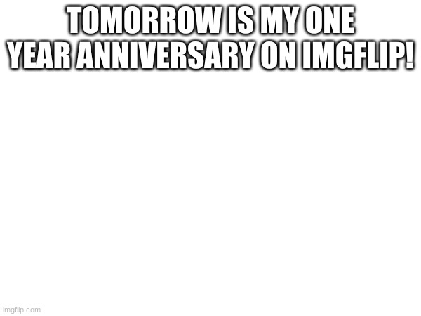 comment party? | TOMORROW IS MY ONE YEAR ANNIVERSARY ON IMGFLIP! | image tagged in 1 year | made w/ Imgflip meme maker