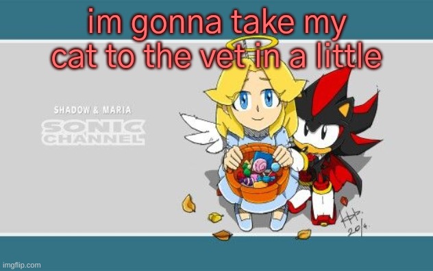shadow and maria but spookey | im gonna take my cat to the vet in a little | image tagged in shadow and maria but spookey | made w/ Imgflip meme maker