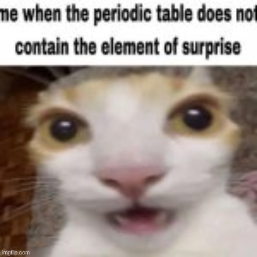 Me when the periodic table does not contain the element of surp Blank Meme Template