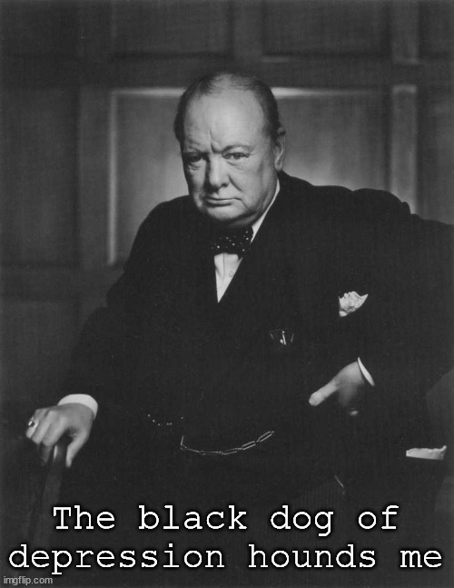 winston churchill | The black dog of depression hounds me | image tagged in winston churchill | made w/ Imgflip meme maker