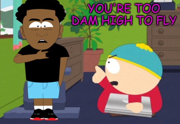 finger pointing | YOU'RE TOO DAM HIGH TO FLY | image tagged in finger pointing | made w/ Imgflip meme maker