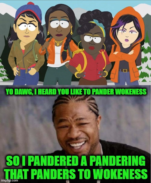 Across the Panderverse | YO DAWG, I HEARD YOU LIKE TO PANDER WOKENESS; SO I PANDERED A PANDERING THAT PANDERS TO WOKENESS | image tagged in memes,yo dawg heard you | made w/ Imgflip meme maker