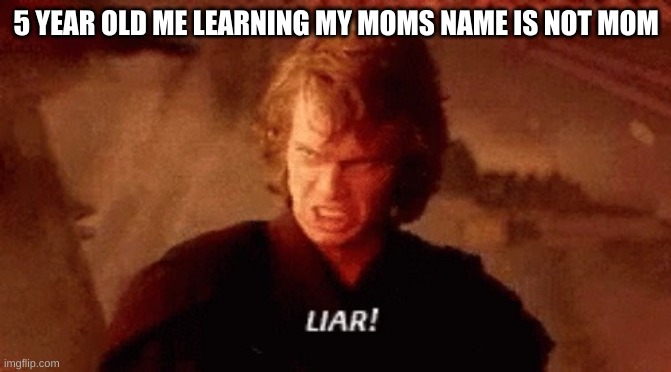 lier | 5 YEAR OLD ME LEARNING MY MOMS NAME IS NOT MOM | image tagged in lier | made w/ Imgflip meme maker