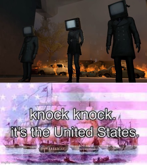 Knock knock, it’s the United States. | image tagged in skibidi toilet 49,knock knock it's the united states | made w/ Imgflip meme maker