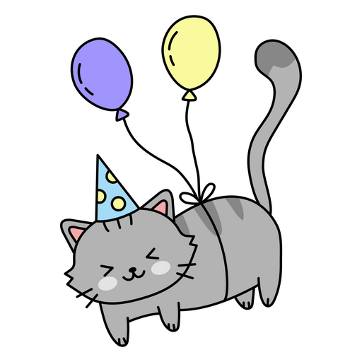 High Quality Happy birthday balloon cat Blank Meme Template