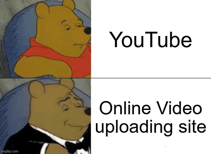 YOUTUBE MEME | YouTube; Online Video uploading site | image tagged in memes,tuxedo winnie the pooh,youtube | made w/ Imgflip meme maker