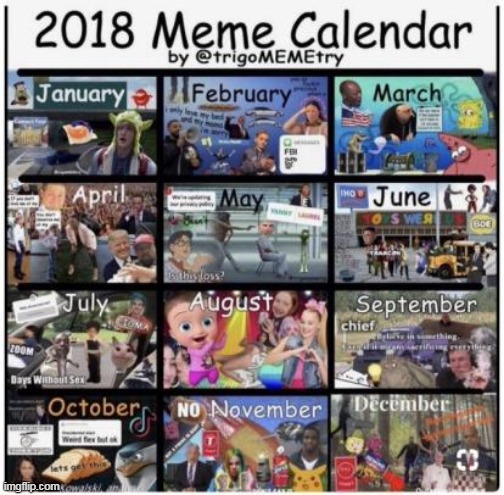 2018 meme calendar Blank Meme Template