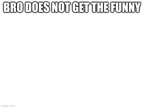 Blank White Template | BRO DOES NOT GET THE FUNNY | image tagged in blank white template | made w/ Imgflip meme maker