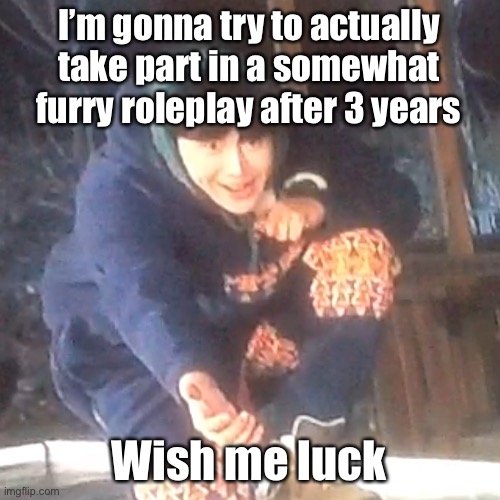 w | I’m gonna try to actually take part in a somewhat furry roleplay after 3 years; Wish me luck | image tagged in w | made w/ Imgflip meme maker