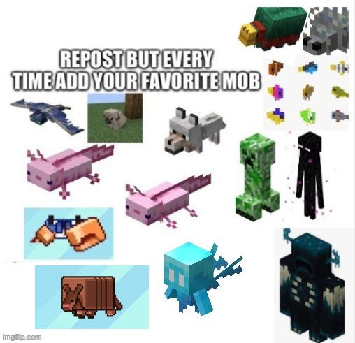 I added armadillo | image tagged in cute,animals,repost,minecraft | made w/ Imgflip meme maker