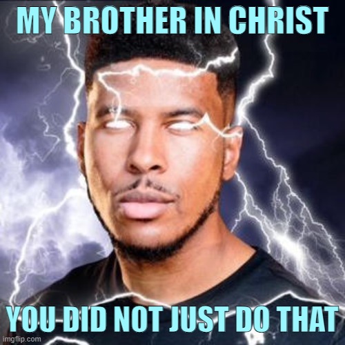 LTG Lightning | MY BROTHER IN CHRIST YOU DID NOT JUST DO THAT | image tagged in ltg lightning | made w/ Imgflip meme maker