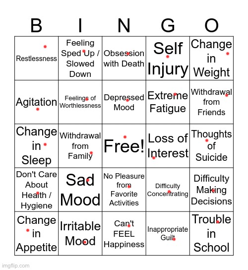 My life? This image! | image tagged in depression bingo | made w/ Imgflip meme maker