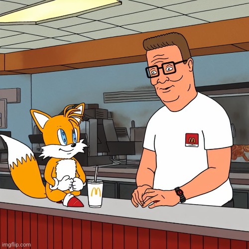 Tails and hank hill Blank Meme Template