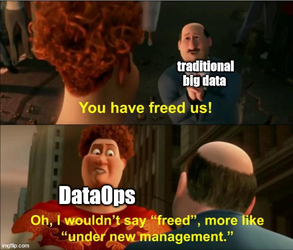 Under New Management | traditional big data; DataOps | image tagged in under new management | made w/ Imgflip meme maker