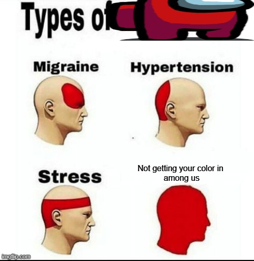 Types of Headaches meme | Not getting your color in 
among us | image tagged in types of headaches meme | made w/ Imgflip meme maker