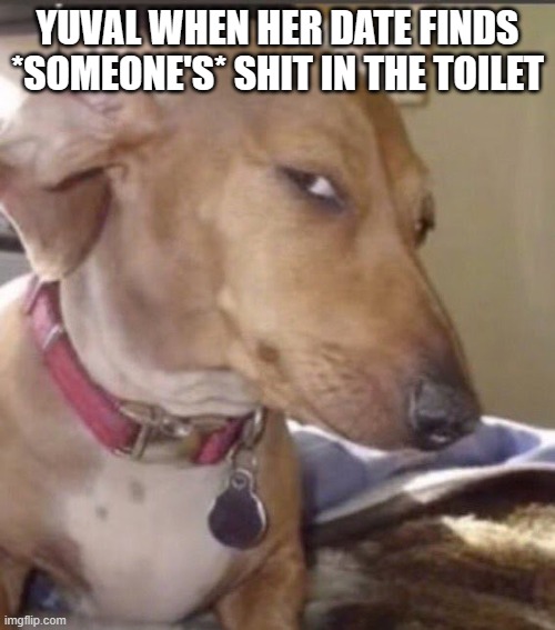YUVAL WHEN HER DATE FINDS *SOMEONE'S* SHIT IN THE TOILET | made w/ Imgflip meme maker