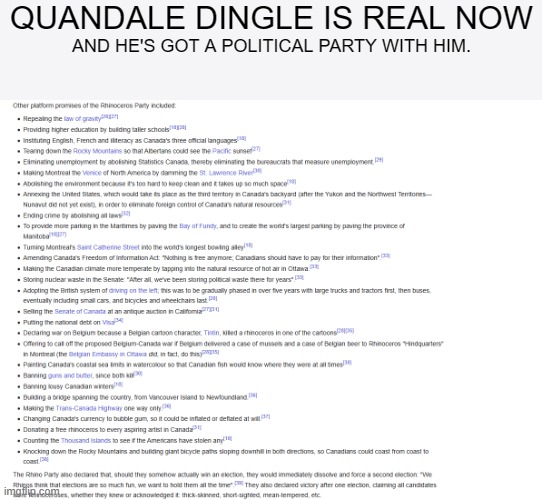 this is a real political party guys, and this is pretty much quandale dingle type of shit. | QUANDALE DINGLE IS REAL NOW; AND HE'S GOT A POLITICAL PARTY WITH HIM. | image tagged in quandale dingle,real life | made w/ Imgflip meme maker