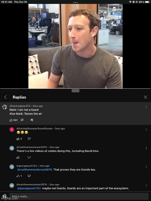 Lizard comments are taking over | image tagged in mark zuckerberg,is a lizard,cursed,comments | made w/ Imgflip meme maker