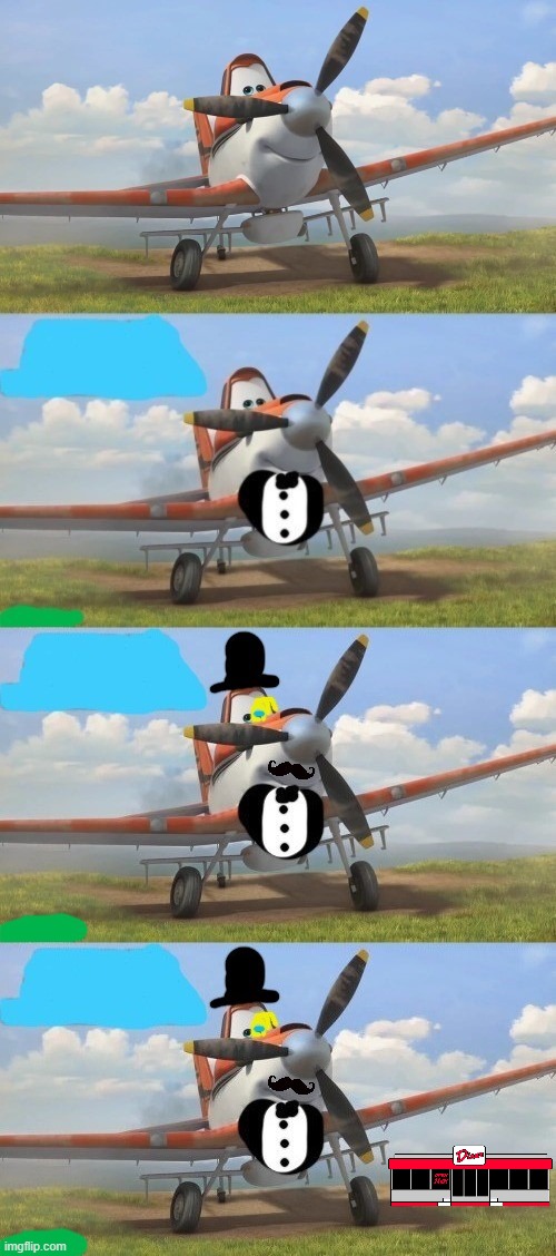 Tuxedo Dusty Crophopper 4 panel Blank Meme Template