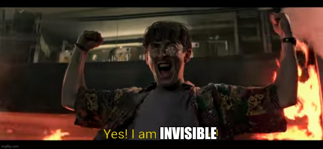 Yes! I am invincible! | INVISIBLE | image tagged in yes i am invincible | made w/ Imgflip meme maker