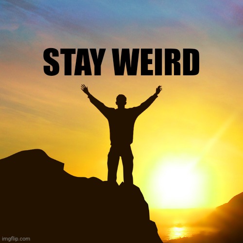 I'm proud to be weird | STAY WEIRD | image tagged in positive attitude | made w/ Imgflip meme maker